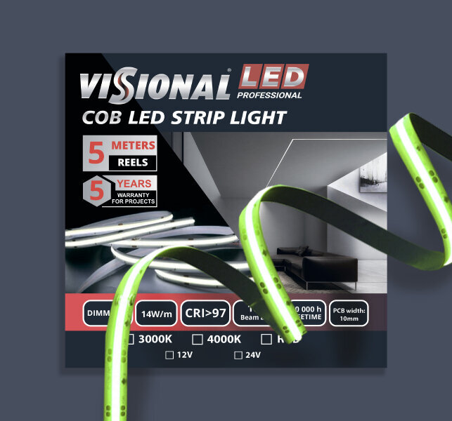 COB LED-riba Visional Professional, 12V / 14W/m / RGB - mitmevärviline, 5m hind ja info | LED ribad | kaup24.ee