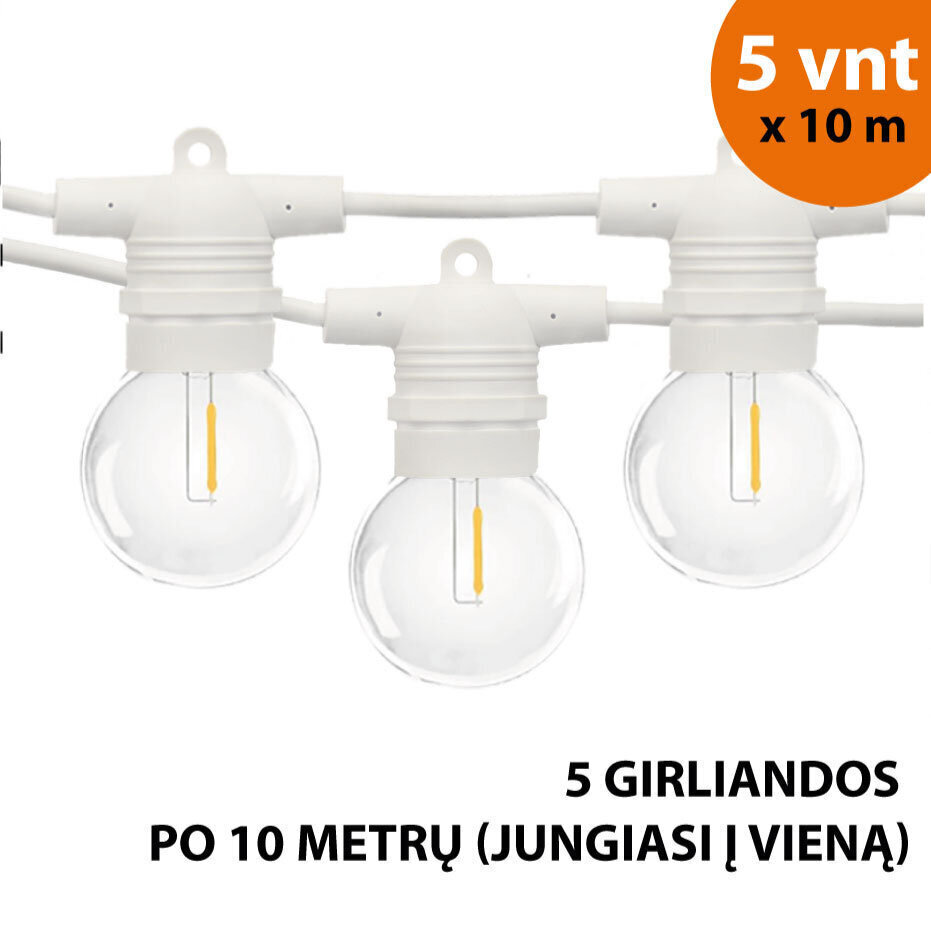 Välitingimustes kasutatav valguskett (LED tuled) 50 m Glow valge цена и информация | Jõulutuled | kaup24.ee