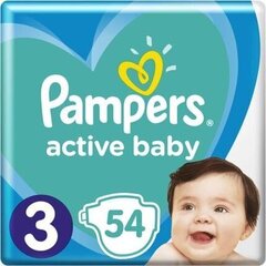 Подгузники Pampers Active Baby, размер 3, 6-10 кг, 54 шт. цена и информация | Подгузники | kaup24.ee