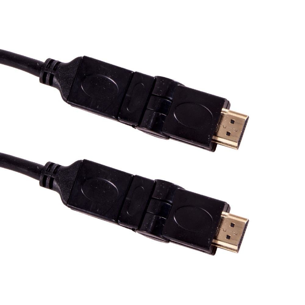 HDMI kaabel Esperanza EB197,180 HDMI V.1.4B, pööratavad pistikud, 3 m, must цена и информация | Kaablid ja juhtmed | kaup24.ee