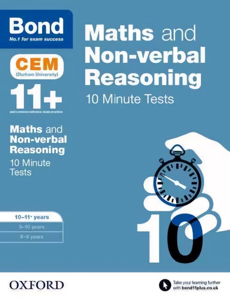 Bond 11plus: Maths & Non-verbal reasoning: CEM 10 Minute Tests: 10-11 years, 10-11 years, Bond 11plus: Maths & Non-verbal reasoning: CEM 10 Minute Tests цена и информация | Noortekirjandus | kaup24.ee