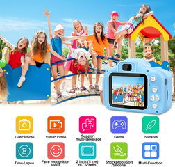 Laste fotoaparaat-digikaamera FantasyHome, sinine цена и информация | Игрушки для мальчиков | kaup24.ee
