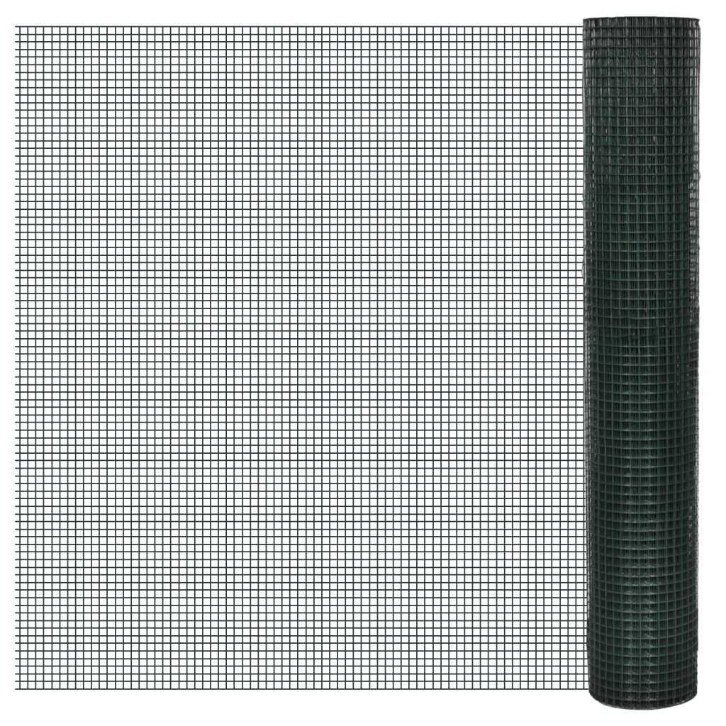 vidaXL kanade traataed tsingutud PVC kattega 25 x 1 m, roheline hind ja info | Aiad ja tarvikud | kaup24.ee