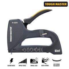 Степлер бытовой, мебельный, строительный  6в1 6–14 mm UK BRAND, TOUGH MASTER® TM-SGP61 цена и информация | Механические инструменты | kaup24.ee