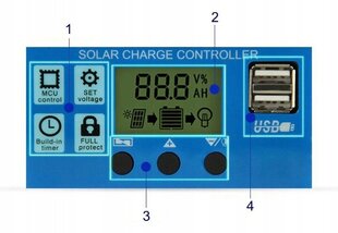 Laadimisregulaator 12V 24V päikesekontroller 30A цена и информация | Комплектующие для солнечных электростанций | kaup24.ee