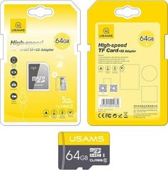 Usams MicroSDHC 64 ГБ Class 10 U1 (ZB119TF01) цена и информация | Карты памяти | kaup24.ee