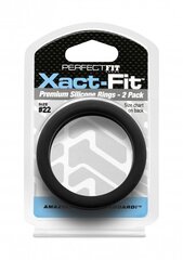 Кольца для пениса Perfectfitbrand Xact-Fit размер 22, 2 шт, черный цвет цена и информация | Эрекционные кольца, насадки на пенис | kaup24.ee