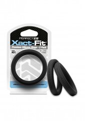 Кольца для пениса Perfectfitbrand Xact-Fit размер 21, 2 шт, черный цвет цена и информация | Эрекционные кольца, насадки на пенис | kaup24.ee