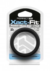 Кольца для пениса Perfectfitbrand Xact-Fit размер 21, 2 шт, черный цвет цена и информация | Эрекционные кольца, насадки на пенис | kaup24.ee