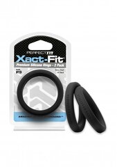 Кольца для пениса Perfectfitbrand Xact-Fit размер 19, 2 шт, черный цвет цена и информация | Эрекционные кольца, насадки на пенис | kaup24.ee