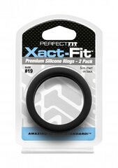 Кольца для пениса Perfectfitbrand Xact-Fit размер 19, 2 шт, черный цвет цена и информация | Эрекционные кольца, насадки на пенис | kaup24.ee