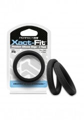 Кольца для пениса Perfectfitbrand Xact-Fit размер 18, 2 шт, черный цвет цена и информация | Эрекционные кольца, насадки на пенис | kaup24.ee