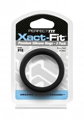 Кольца для пениса Perfectfitbrand Xact-Fit размер 18, 2 шт, черный цвет цена и информация | Эрекционные кольца, насадки на пенис | kaup24.ee