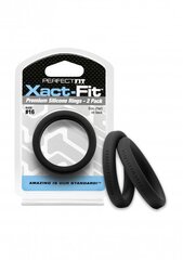 Кольца для пениса Perfectfitbrand Xact-Fit размер 16, 2 шт, черный цвет цена и информация | Эрекционные кольца, насадки на пенис | kaup24.ee