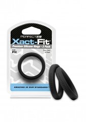 Кольца для пениса Perfectfitbrand Xact-Fit размер 14, 2 шт, черный цвет цена и информация | Эрекционные кольца, насадки на пенис | kaup24.ee