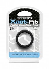 Кольца для пениса Perfectfitbrand Xact-Fit размер 12, 2 шт, черный цвет цена и информация | Эрекционные кольца, насадки на пенис | kaup24.ee