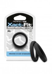 Peeniserõngad Perfectfitbrand Xact-Fit suurus 12, 2tk, mustad цена и информация | Эрекционные кольца, насадки на пенис | kaup24.ee