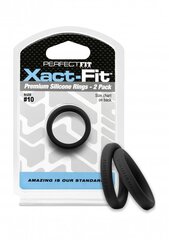 Peeniserõngad Perfectfitbrand Xact-Fit 10 suurus, 2tk, mustad цена и информация | Эрекционные кольца, насадки на пенис | kaup24.ee