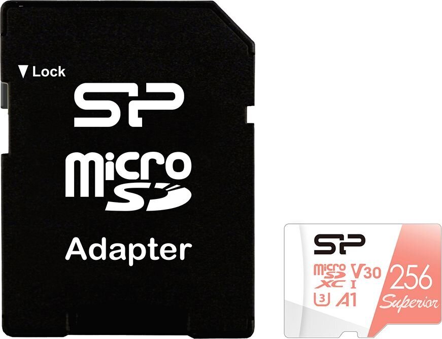 Silicon Power microSDXC Card 256GB UHS-I U3 A1 Class 10 V30 + Adapter hind ja info | Mobiiltelefonide mälukaardid | kaup24.ee