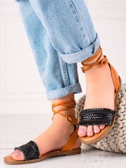 Naiste nööriga sandaalid Shelovet, mustad hind ja info | Naiste sandaalid | kaup24.ee