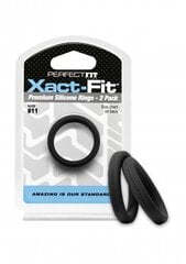 Кольца для пениса Perfectfitbrand Xact-Fit размер 11, 2 шт, черный цвет цена и информация | Эрекционные кольца, насадки на пенис | kaup24.ee