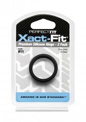 Кольца для пениса Perfectfitbrand Xact-Fit размер 11, 2 шт, черный цвет цена и информация | Эрекционные кольца, насадки на пенис | kaup24.ee