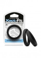 Кольца для пениса Perfectfitbrand Xact-Fit размер 17, 2 шт, черный цвет цена и информация | Эрекционные кольца, насадки на пенис | kaup24.ee