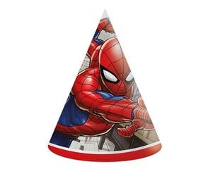Праздничный колпак «Spiderman Crime Fighter», 6 шт, 93952 цена и информация | Гудки для вечеринки Clown Face (4шт.) | kaup24.ee