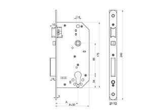 Lukk 1901H-3-60, ilma silindrita, messing hind ja info | Lukud | kaup24.ee