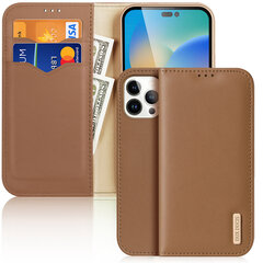 Telefoniümbris Dux Ducis Hivo Leather Flip Cover Genuine Leather Wallet for Cards and Documents iPhone 14 Pro Max, pruun hind ja info | Telefoni kaaned, ümbrised | kaup24.ee