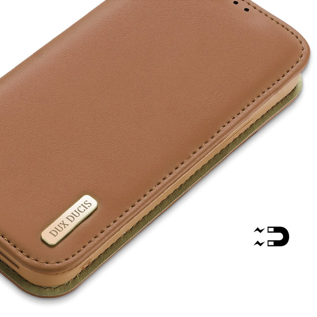 Telefoniümbris Dux Ducis Hivo Leather Flip Cover Genuine Leather Wallet for Cards and Documents iPhone 14 Pro Max, pruun цена и информация | Telefoni kaaned, ümbrised | kaup24.ee