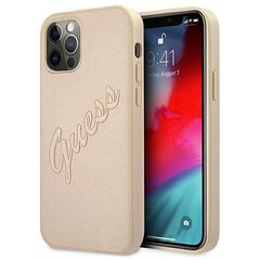 Telefoniümbris Guess GUHCP12LRSAVSLG iPhone 12 Pro Max 6,7" złoty/gold hardcase Saffiano Vintage Script hind ja info | Telefoni kaaned, ümbrised | kaup24.ee