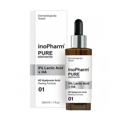 Õrn näokoorija 5% piimhappe ja hüaluroonhappega Inopharm Pure, 30ml цена и информация | Näopuhastusvahendid | kaup24.ee