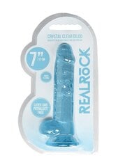 Realistlik dildo munanditega Crystal Clear 17 cm, sinine hind ja info | Dildod | kaup24.ee