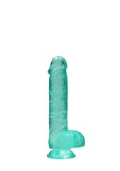 Realistlik dildo munanditega Crystal Clear 15 cm, roheline hind ja info | Dildod | kaup24.ee