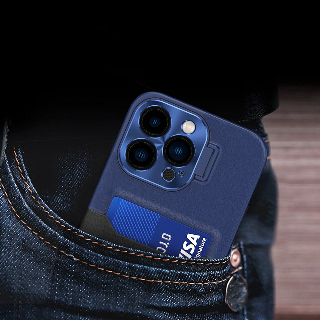 Leather Stand iPhone 14 Pro Max, sinine hind ja info | Telefoni kaaned, ümbrised | kaup24.ee