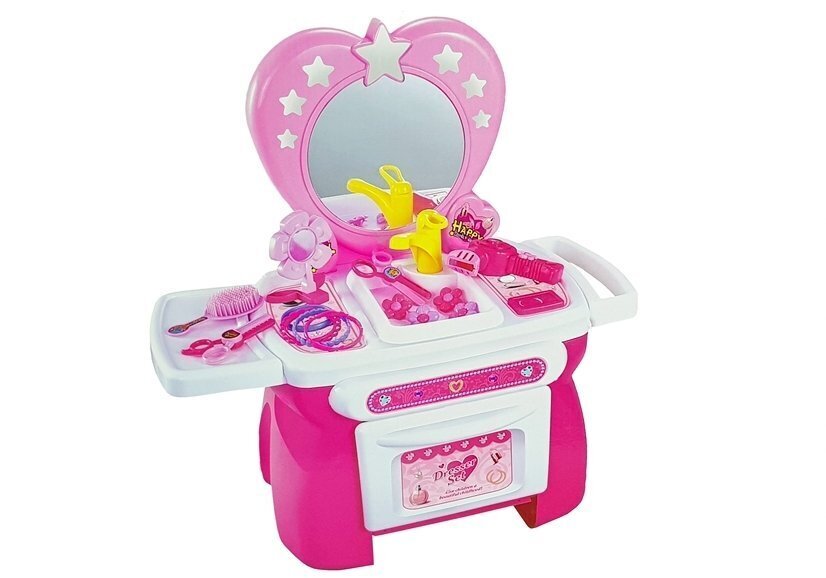 Ilukomplekt tüdrukutele Lean Toys Tualettlaud koos lisadega, roosa hind ja info | Tüdrukute mänguasjad | kaup24.ee
