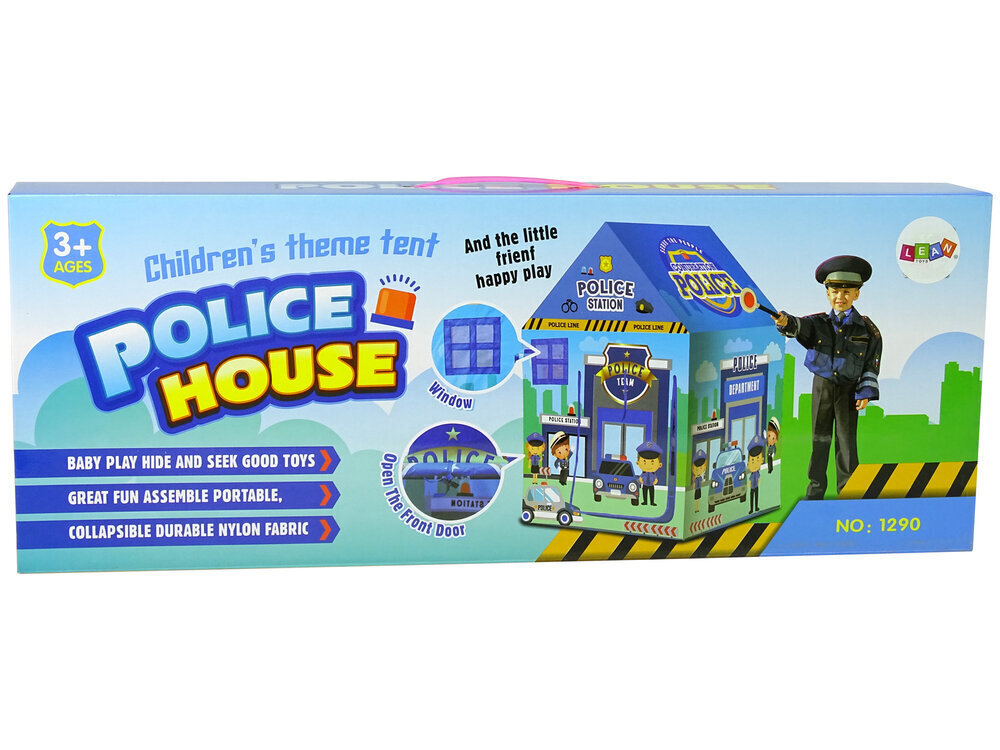 Politseimaja telk lastele Lean Toys, sinine цена и информация | Mänguväljakud, mängumajad | kaup24.ee