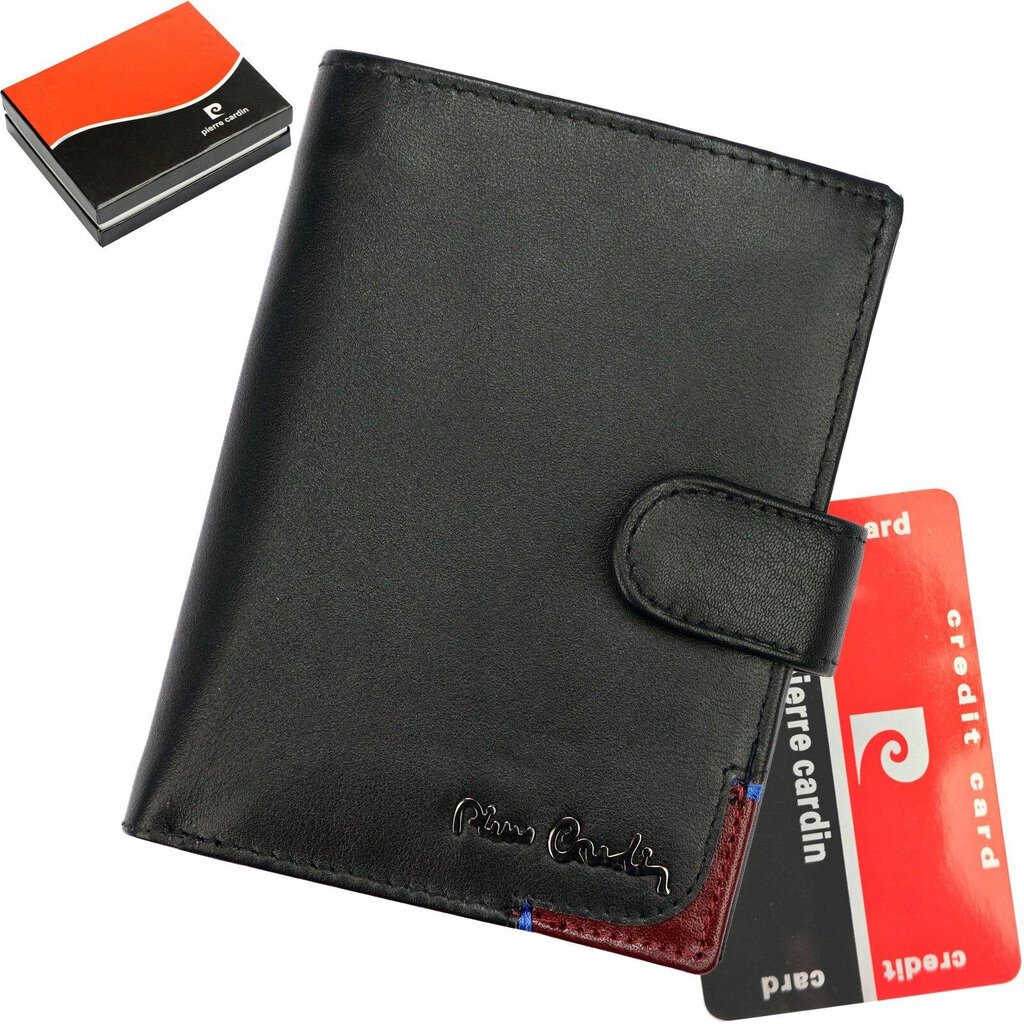 Pierre Cardin rahakott Black TILAK75 326A/NERO/ROSSO TILAK75 326A/NERO/ROSSO hind ja info | Meeste rahakotid | kaup24.ee