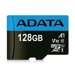 Mälukaart ADATA Premier 128 GB microSDXC UHS-I, klass 10 + adapter hind ja info | ADATA Mobiiltelefonid, foto-, videokaamerad | kaup24.ee