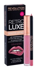 Набор Makeup Revolution Retro Luxe Matte Grandee: губная помада + карандаш для губ цена и информация | Помады, бальзамы, блеск для губ | kaup24.ee