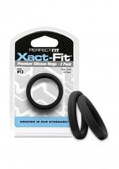 Кольца для пениса Perfectfitbrand Xact-Fit размер 13, 2шт, черный цвет цена и информация | Эрекционные кольца, насадки на пенис | kaup24.ee