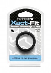 Кольца для пениса Perfectfitbrand Xact-Fit размер 13, 2шт, черный цвет цена и информация | Эрекционные кольца, насадки на пенис | kaup24.ee