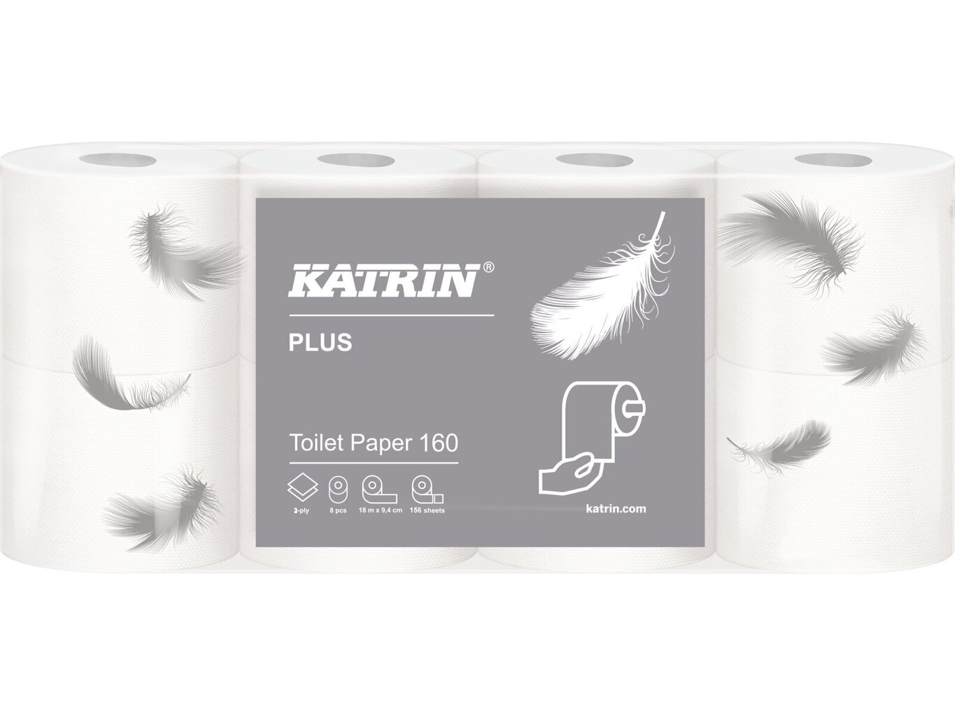 Tualettpaber Plus Katrin, 8 rulli, 18m, 2-kordne hind ja info | WC-paber, majapidamispaber | kaup24.ee
