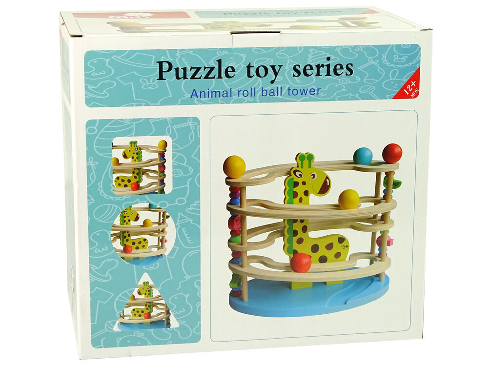 Puidust mäng lastele Lean Toys Kaelkirjak pallidega hind ja info | Arendavad mänguasjad | kaup24.ee