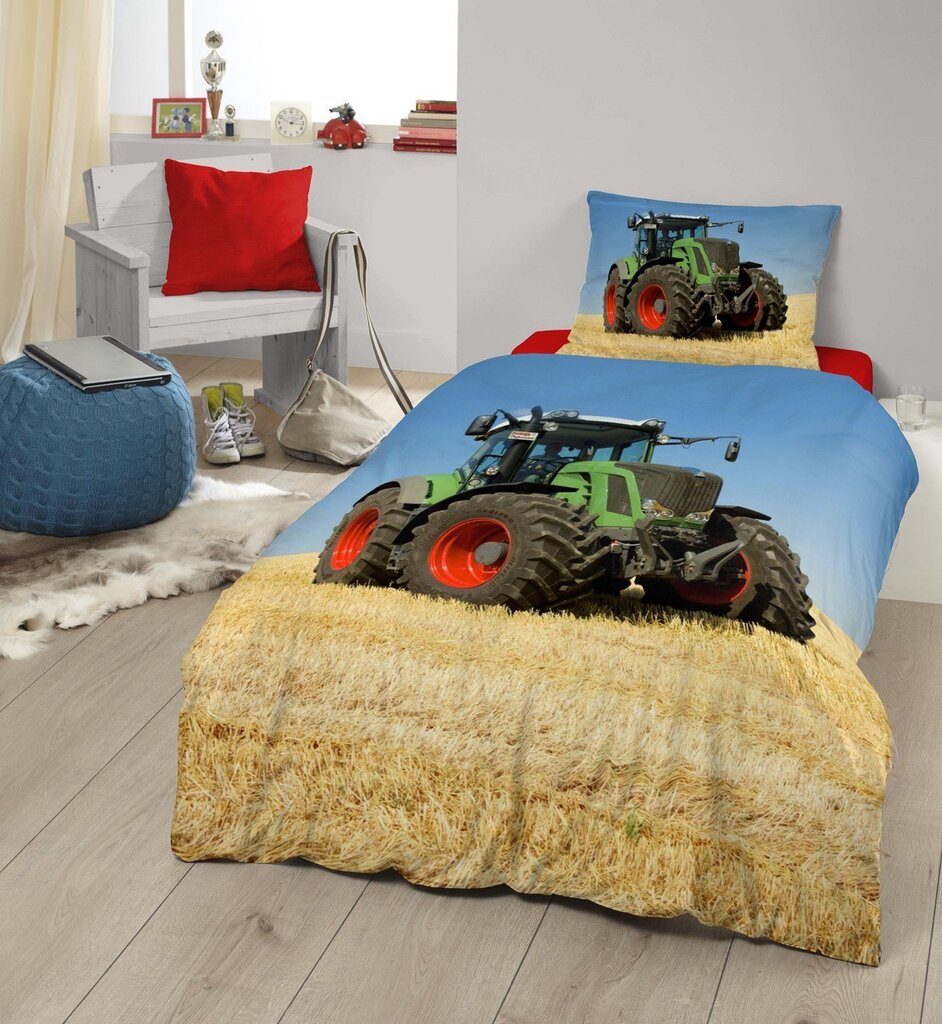 Laste voodipesukomplekt 2-osaline GOOD MORNING Tractor, 140x200 cm цена и информация | Beebide ja laste voodipesu | kaup24.ee