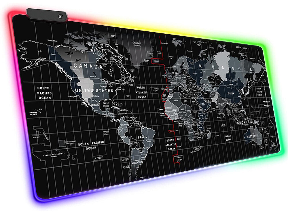 Mängu hiirematt RGB - maailmakaart mängimiseks XXL 80x30cm цена и информация | Hiired | kaup24.ee