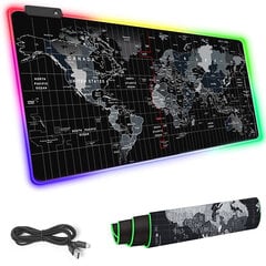 Коврик для игровой мыши RGB - игровая карта мира XXL 80x30см цена и информация | Мыши | kaup24.ee