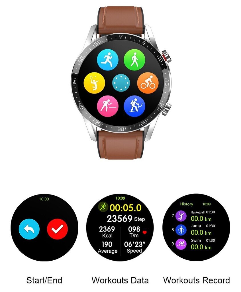 L13 Brown Leather hind ja info | Nutikellad (smartwatch) | kaup24.ee