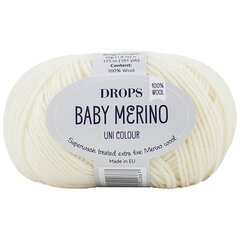 Пряжа Drops Baby Merino 02, 50 г, 175 м. цена и информация | Принадлежности для вязания | kaup24.ee